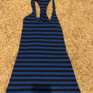 Lululemon Blue and Black Striped Workout Top sz 2